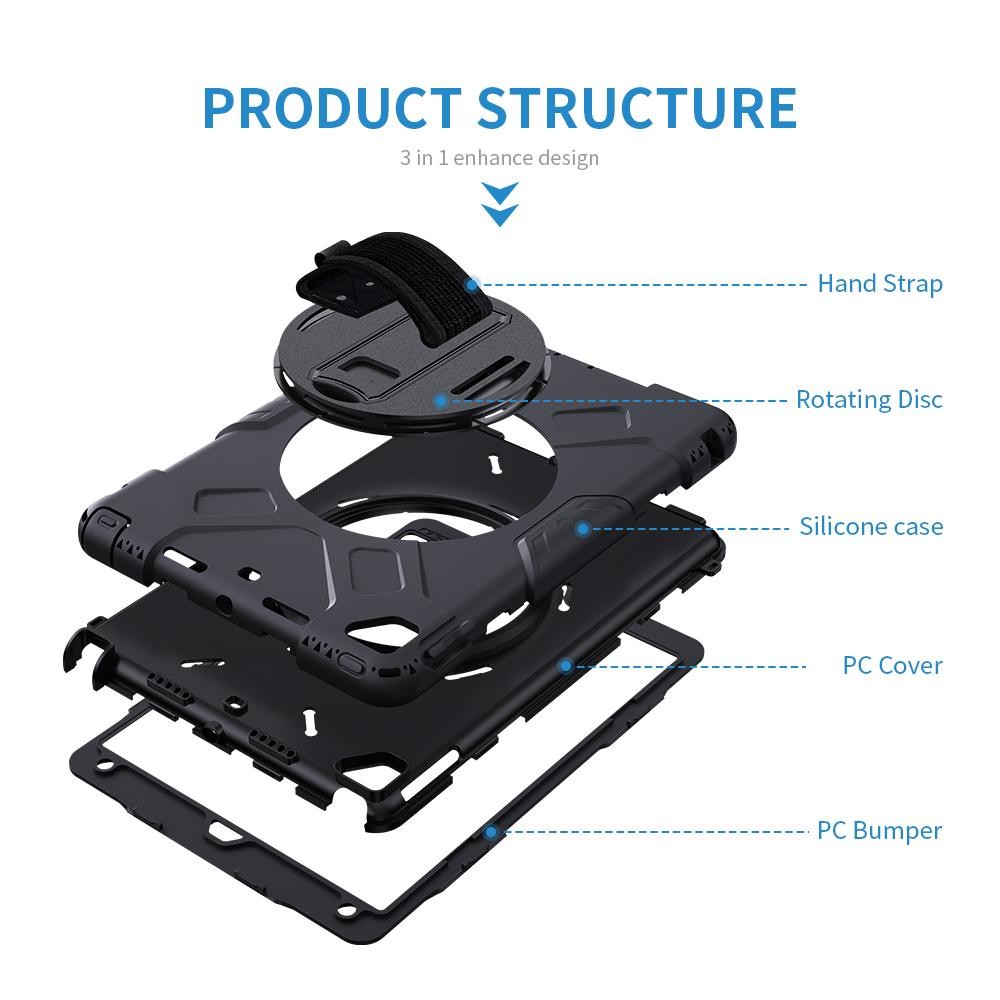 Estuche 360º Antigolpe 3 Capas iPad 9 10.2 2021 +base + Correa