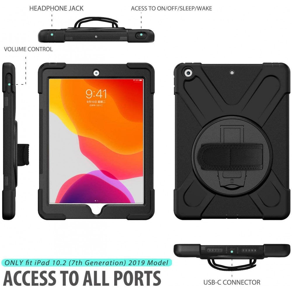 Estuche 360º Antigolpe 3 Capas iPad 9 10.2 2021 +base + Correa