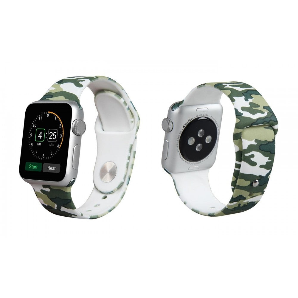 Pulso Correa Sport  Silicona Para Apple Watch Iwatch 40 Mm y SE - camuflado verde militar