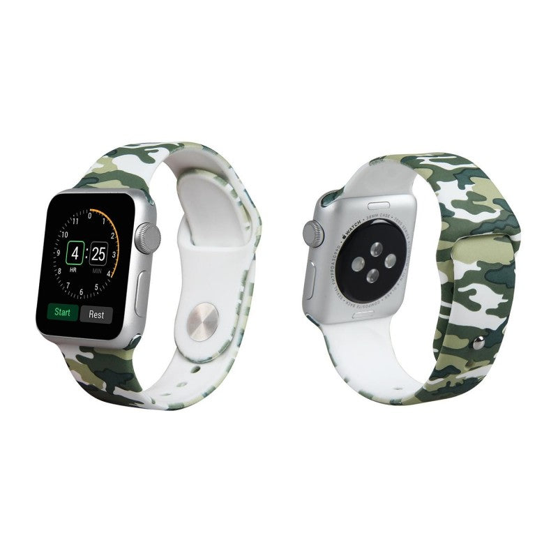Pulso Correa Sport  Silicona Para Apple Watch Iwatch 40 Mm y SE - camuflado verde militar