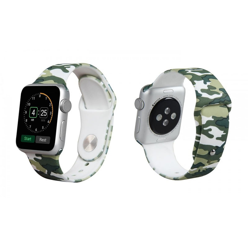 Pulso Correa Sport  Silicona Para Apple Watch Iwatch 40 Mm y SE - camuflado verde militar