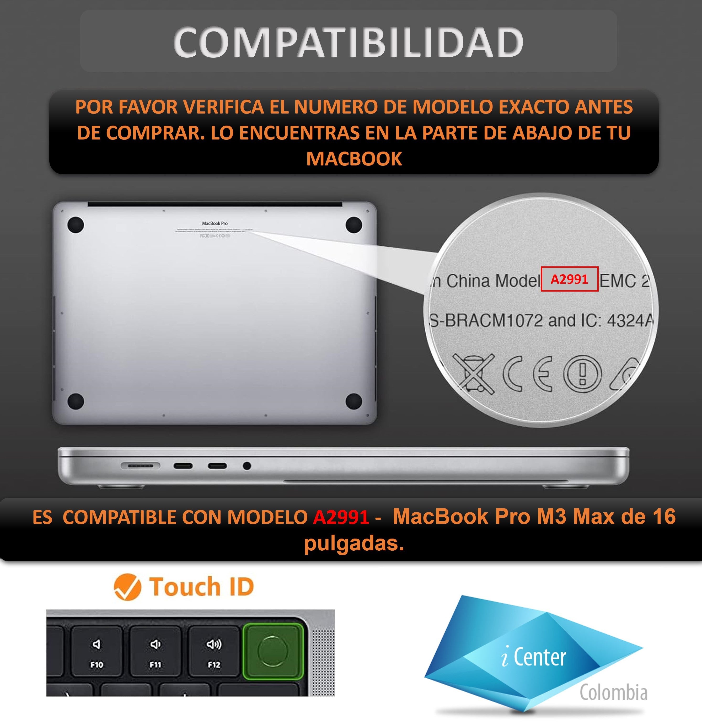 Protector Pantalla Vidrio Macbook Pro 16 M1 A2485 /M2 A2780/ M3 Max A2991