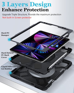 Estuche 360º Antigolpe 3 Capas iPad 11" A16 2025 A3354 A3355 A3356  +base+correa