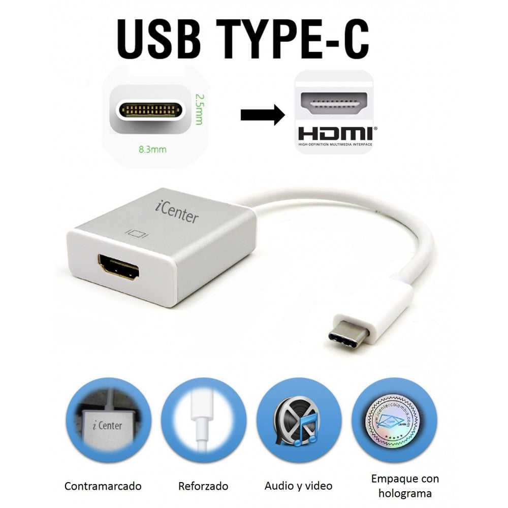 Cable USB C a HDMI contramarcado iCenter – iCenter Colombia