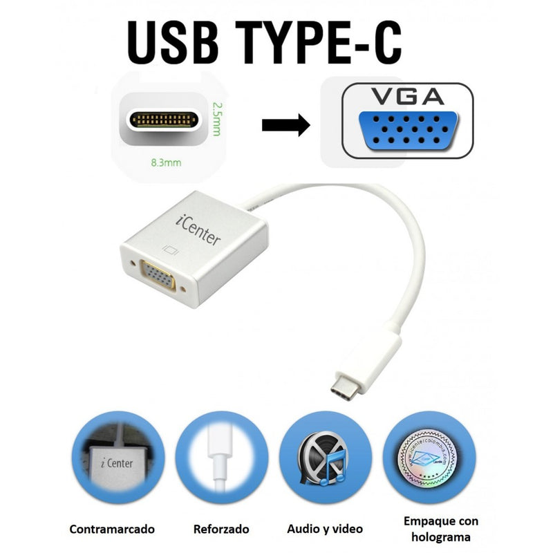 Cable USB C  a VGA contramarcado iCenter