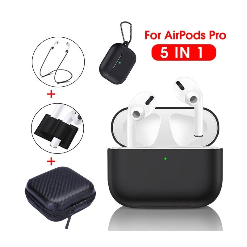 Combo 5 En 1 AirPods Pro Estuche Forro Protector Silicona