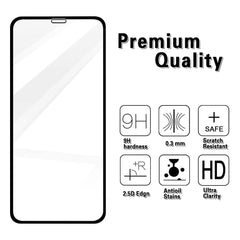 Vidrio Templado Pantalla iPhone X Xs  borde Negro 21d Biselado