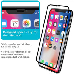 Vidrio Templado Pantalla iPhone X Xs  borde Negro 21d Biselado